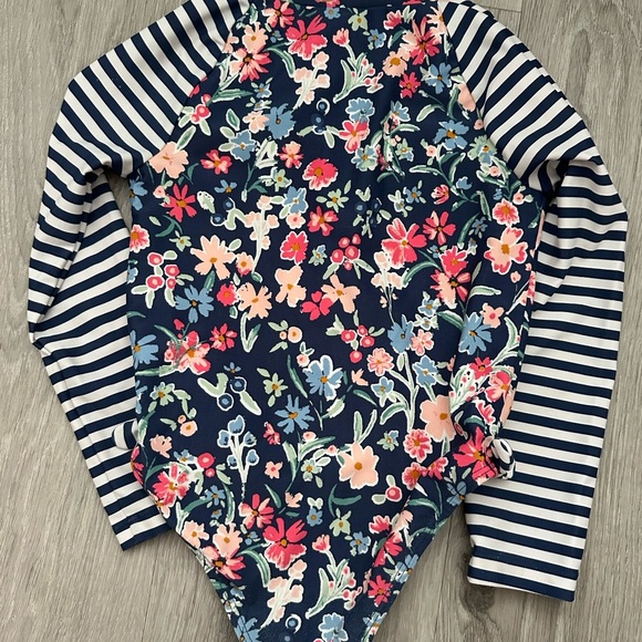 OshKosh B'gosh Navy Floral Zip Swimsuit - Picture 2 of 5